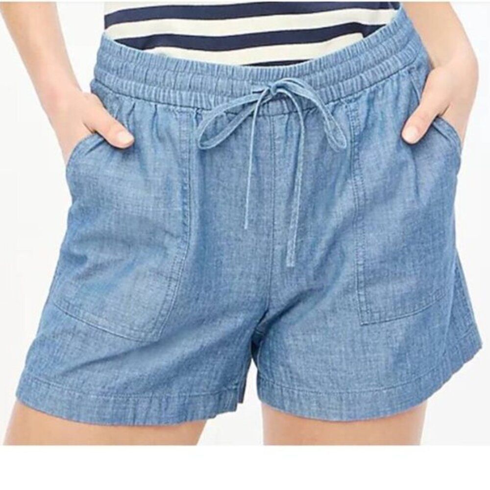 J Crew Women's Size 3X Cotton Lightweight Blue Drawstring Short Inseam 4.5"